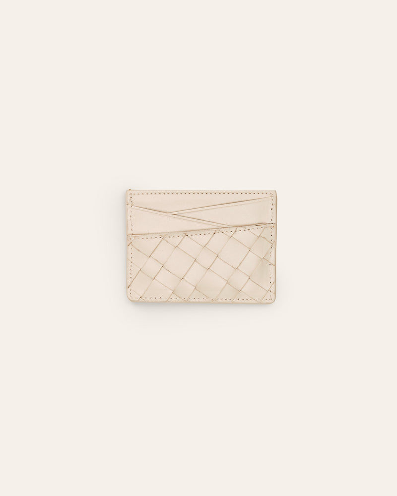 Cala Jade Boba white leather card case