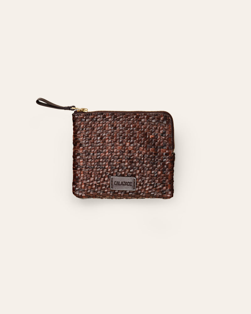 Cala Jade small brown umber leather pouch