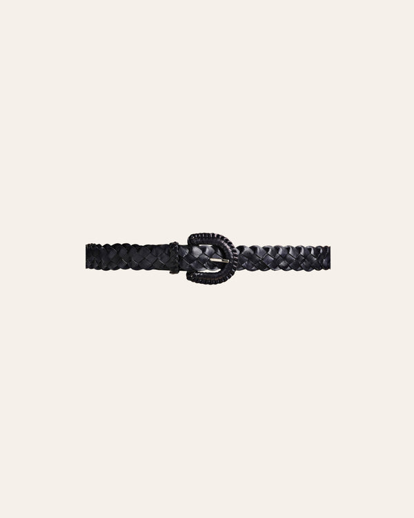 Cala Jade braided leather belt black silver