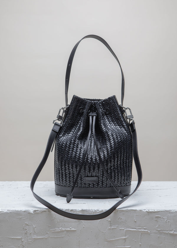 Gaya Black Twill Bucket Bag