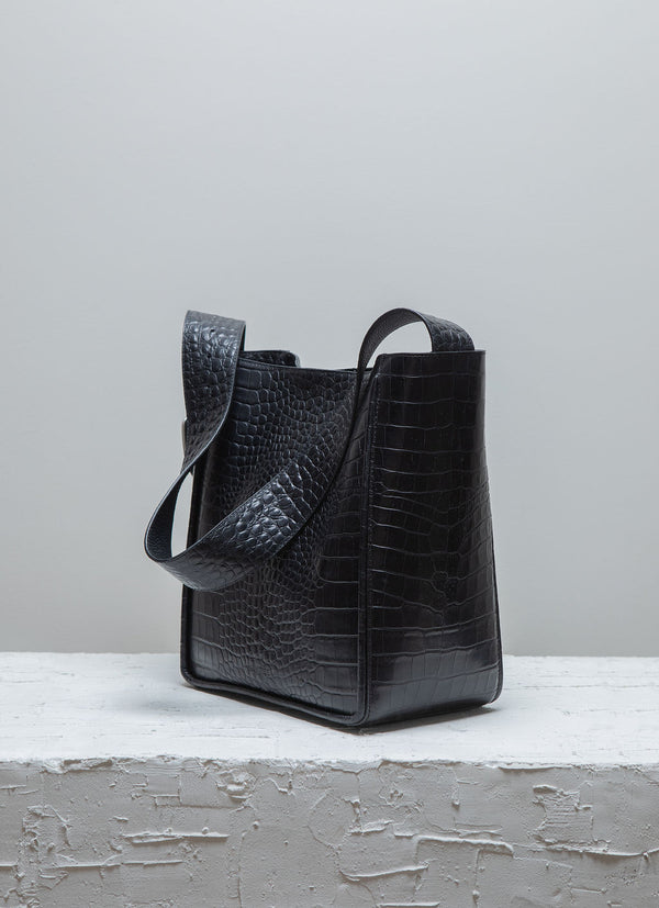 Cala Jade Masago black croco leather bag 2