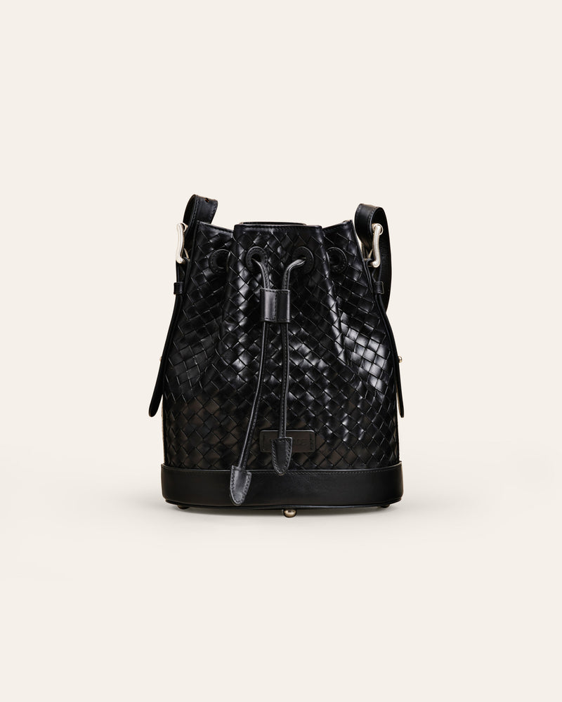 Cala Jade black leather bucket bag 1