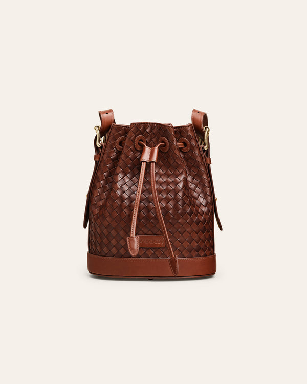 Cala Jade Gaya Mini Nutmeg Brown leather bucket bag 2