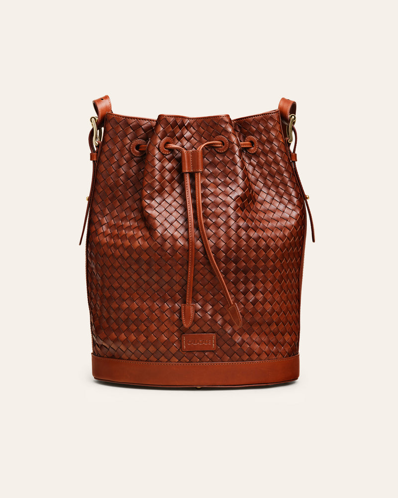 Cala Jade Gaya Bucket bag in nutmeg brown leather 1