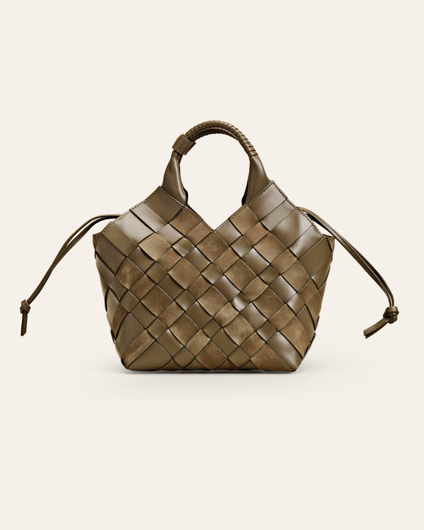 Cala Jade Kombu Green mixed leather shoulder bag 1