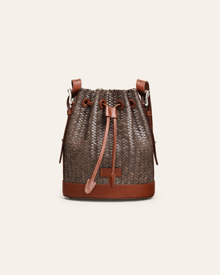 Mini Kombu green and brown nutmeg bucket bag 1