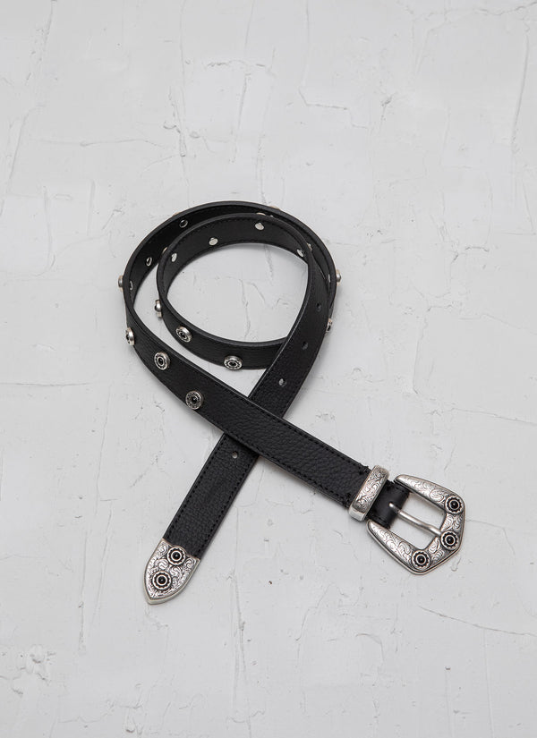 Cala Jade black leather belt with studs