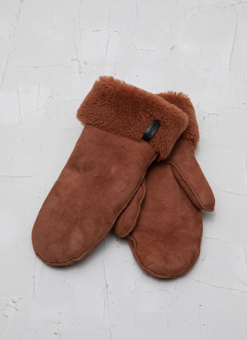 Cala Jade brown leather mittens