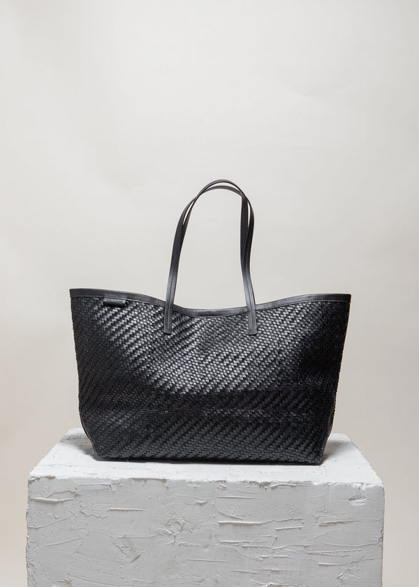 Cala Jade medium black leather shopper bag