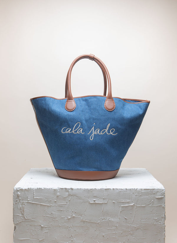 Cala Jade Sandhi blue jeans tote bag