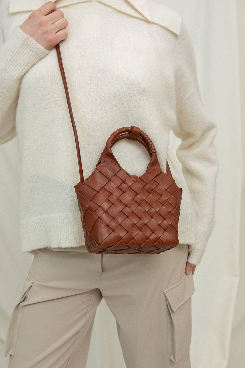 Cala Jade misu mini leather cross-body bag on model