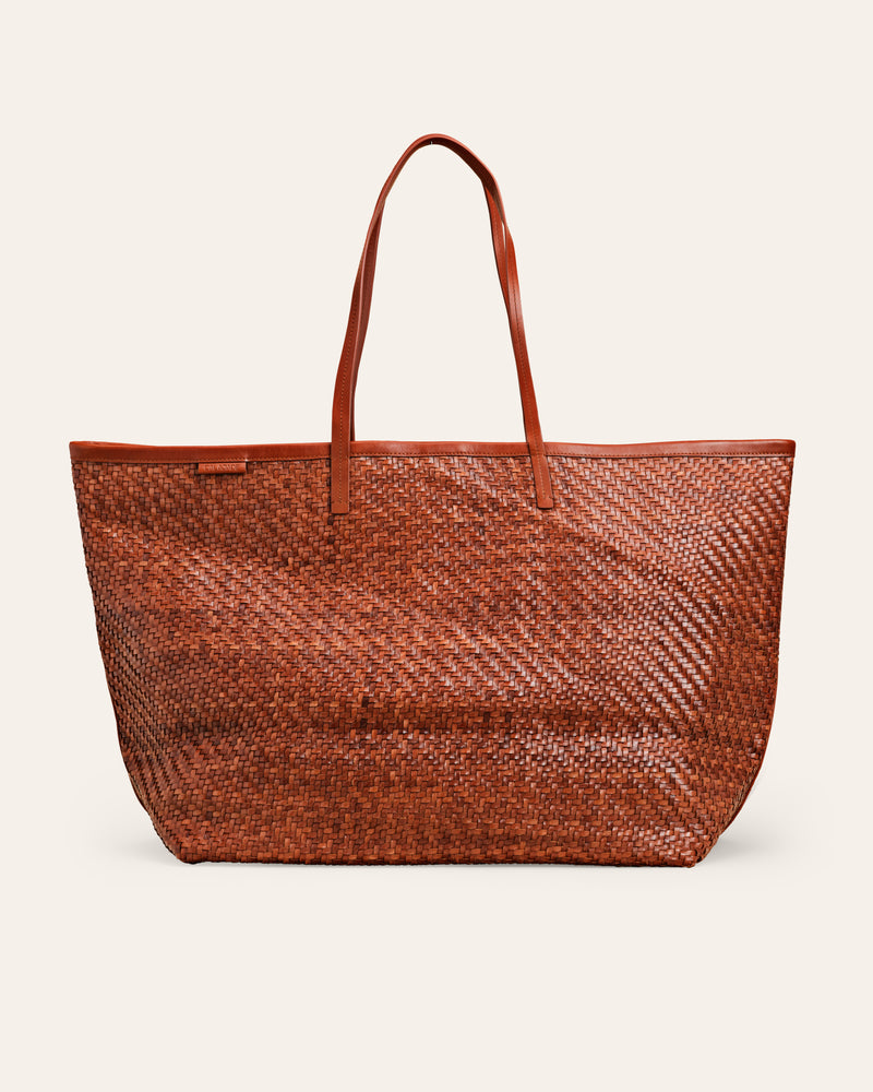 ISAI XL nutmeg brown leather shopper 1