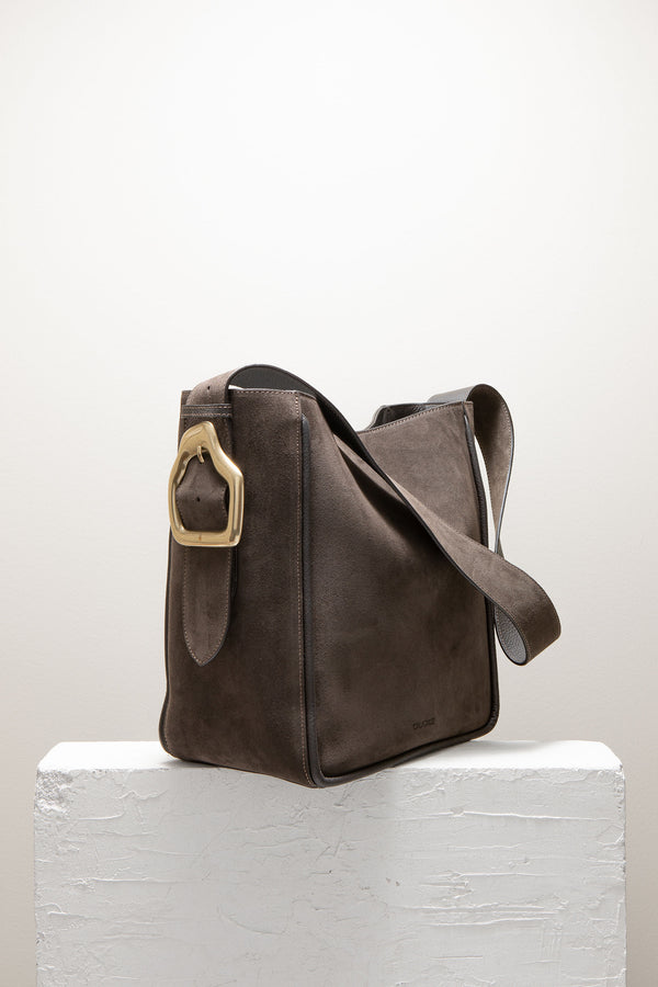 Cala Jade Masago brown suede tote bag 1