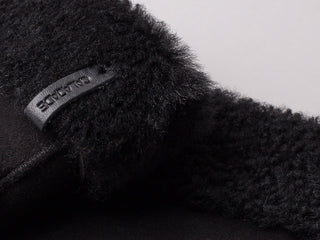 Cala Jade black leather mittens close up image