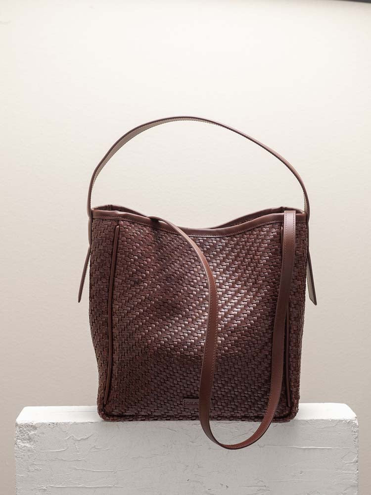 Cala Jade IWA dark brown leather shoulder bag