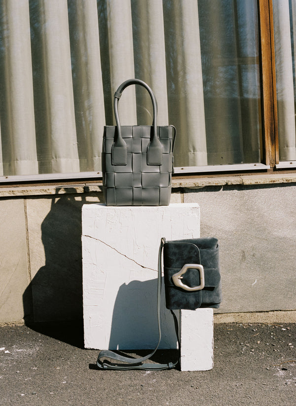 Cala Jade grey cross body leather bag